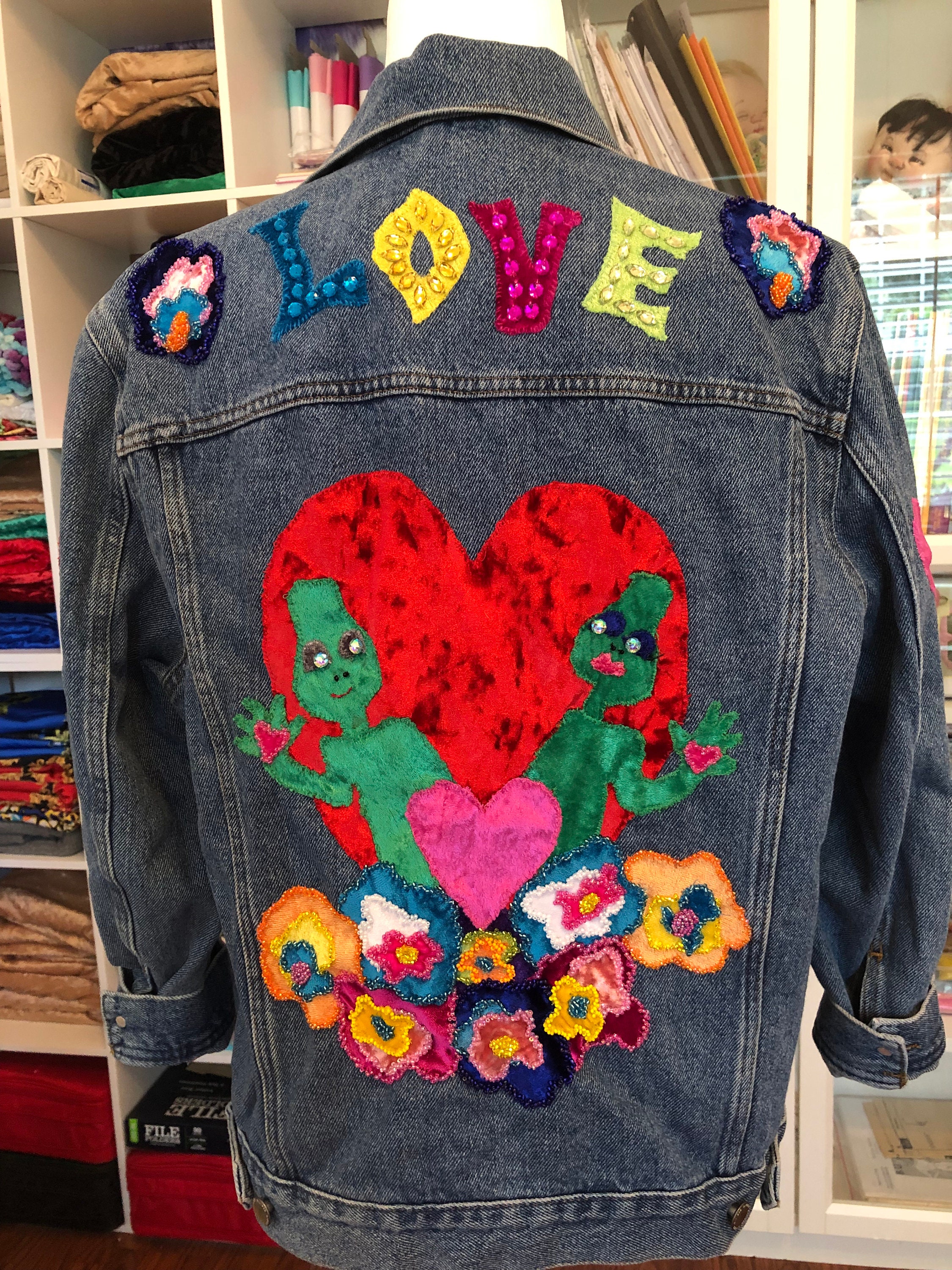 Handmade Patchwork Denim Jacket Etsy