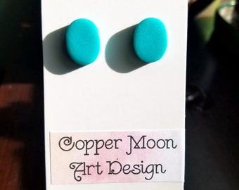 Handmade Glitter Turquoise Stud Earrings