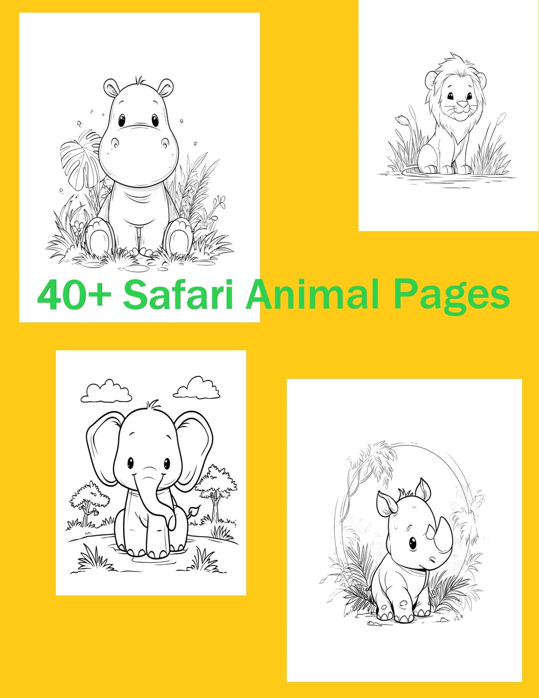 Safari Animal Coloring Pages Printable – 40 Cute Safari Animals for ...