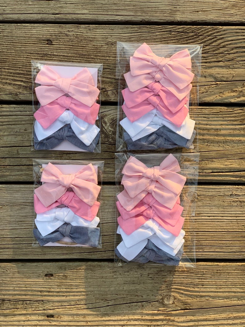 hand tied bow nylon headband Solid color baby bow baby bow headband fabric bow pink baby headband,baby girl bow school girl bow