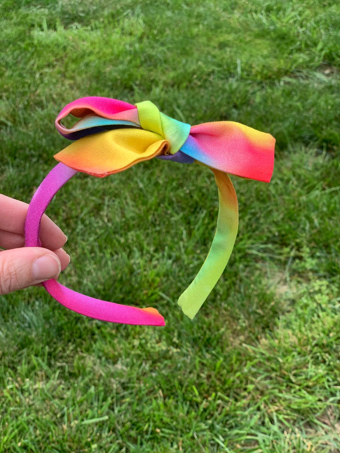 Rainbow Tie Dyed Headband hard Headband Big Girl Headband Etsy