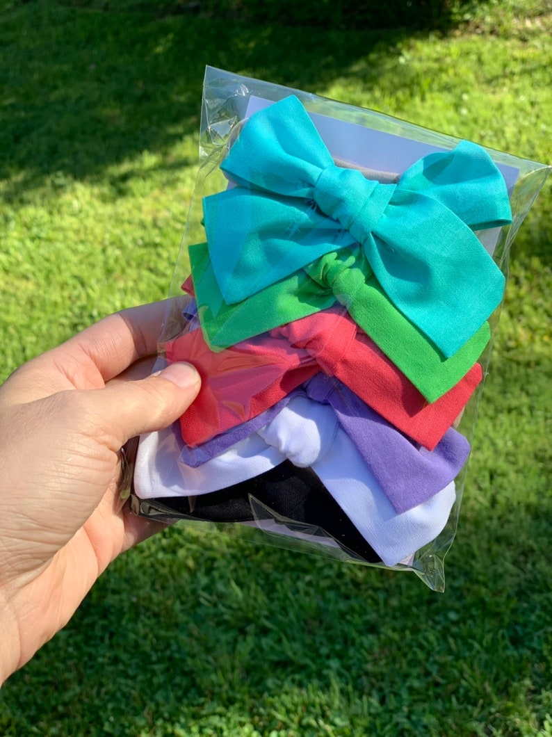 hand tied bow nylon headband Solid color baby bow baby bow headband fabric bow pink baby headband,baby girl bow school girl bow