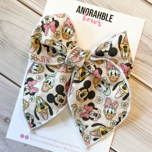 Mickey Mouse Fairytale Bow | Hand-Tied Fabric Hair Bow (Nylon Headband)