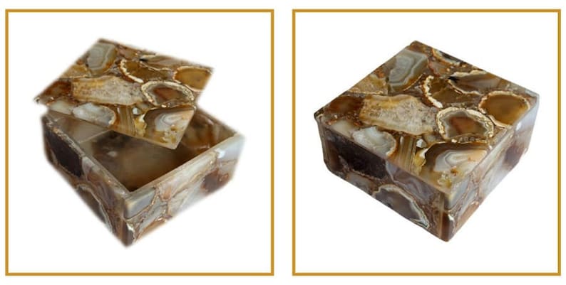Handmade Home Decor Gifts Multi Purpose Box Luxury Gift Box Natural Agate Stone Box Gem Stone Box