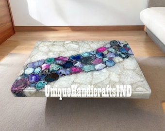 Handmade Agate Stone Coffee Table Top: Mosaic Living Room Furniture
