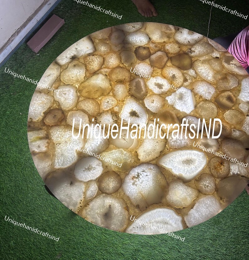 Buy Custom Natural Round Stone Table Tops, White Round Coffee Table Top