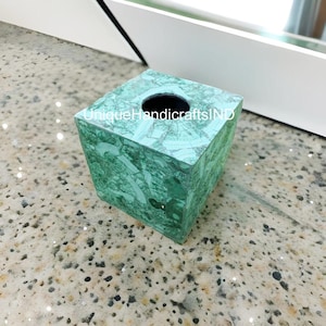 Scatola per fazzoletti in pietra di malachite / Scatola per tovaglioli da bagno Accessori Decorazioni per la casa fatte a mano