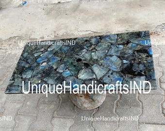Labradorite Slab Furniture | Luxury Gemstone Table | Unique Natural Stone Decor