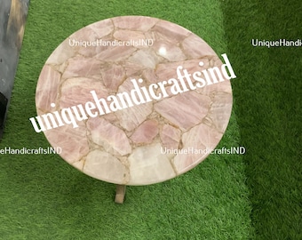 Rose Quartz table Top Handmade Coffee / Dining / Side Table Top Home furniture