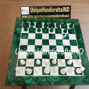 Christmas Gifts Green Malachite Marble Chess Set | Unique Handcrafted Marble Chess Set | Best Selling Chess Set | Unique Gifts for Him