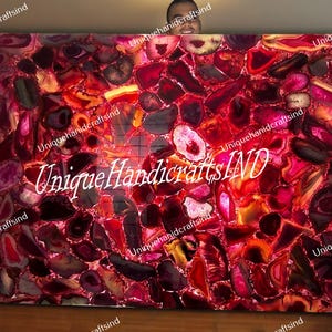 Handmade Pink Agate Counter Slab: Gemstone Dining Tabletop