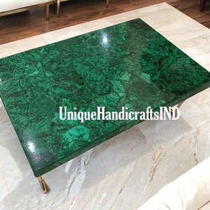 Marble Malachite Side Console Table Top Stones Random Work Semi Precious Stone Malachite Kitchen Counter Handmade Work Handmade Furniture