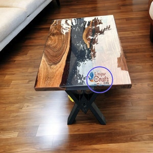Epoxy River Table With Clear Resin Live Edge /Coffee/ Dining Table, Custom Handmade Furniture