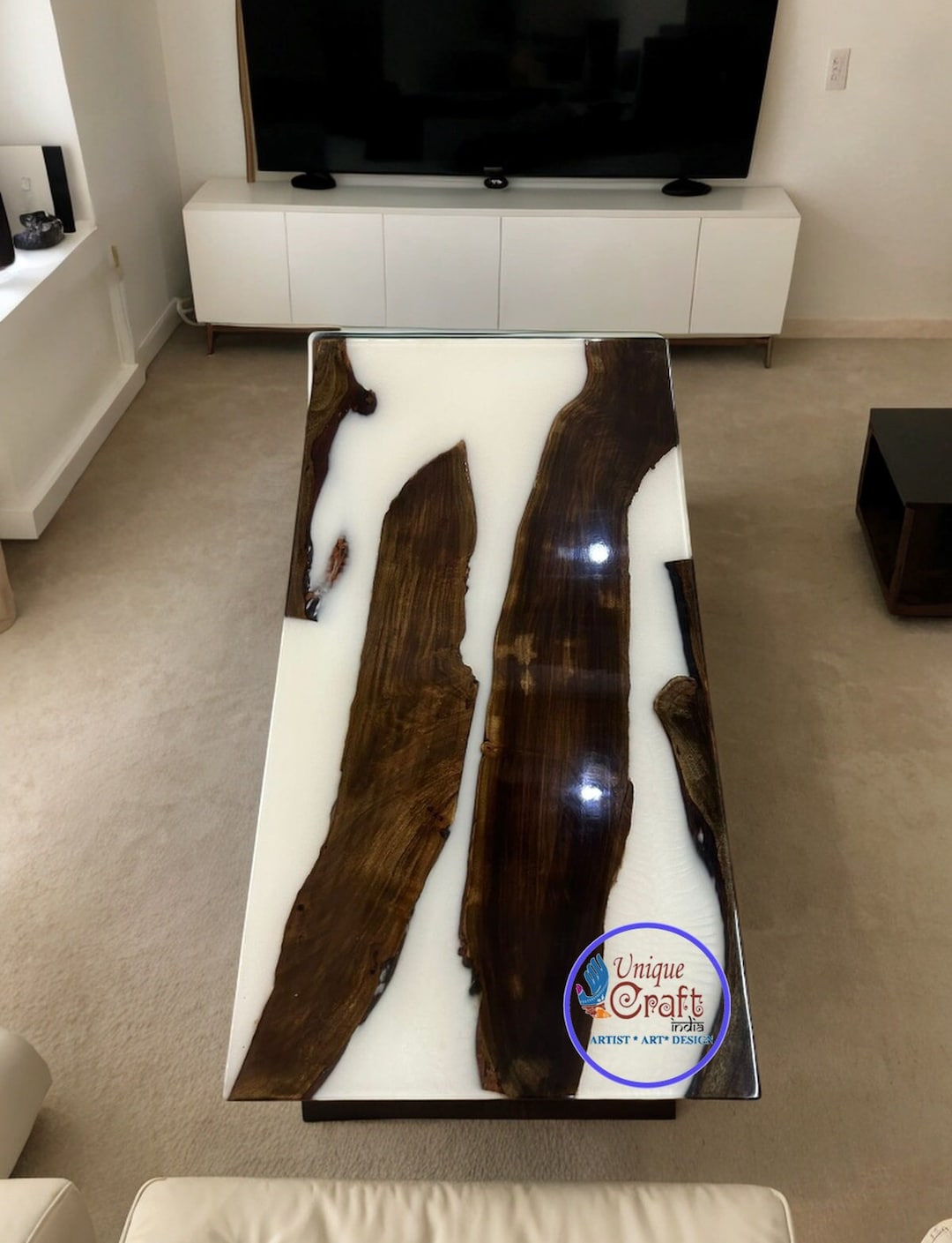 White Epoxy Table Top With Stand Epoxy Dining Table Custom Etsy