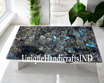 Natural Labradorite Table Top Slab Handmade Agate Stone Kitchen Countertop Custom Handmade Living Room & Kitchen Decor Furniture Home Decor