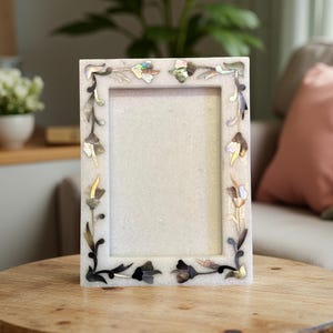 Personalized Gemstone Photo Frame | Natural Semi-Precious Stone Picture Frame | Wedding Gift | Home & Office Decor