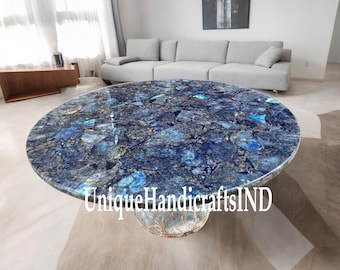 Labradorit Runde Tischplatte, Kaffee, Esszimmer, Beistelltisch, Wohnzimmertisch, Labradorit Stein Sofa Center Tischplatte, Esszimmermöbel