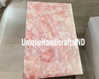 Handmade Rose Quartz Table Top: Stone Counter, Buffet, or Vanity