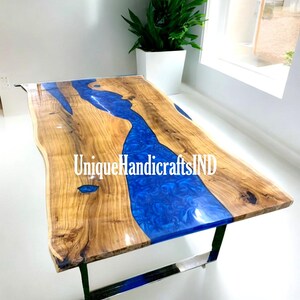 Epoxy Resin Table, Walnut Dining Table, Epoxy Dining table, Custom Walnut Table, Blue Epoxy Table, River Table Beach House Decor