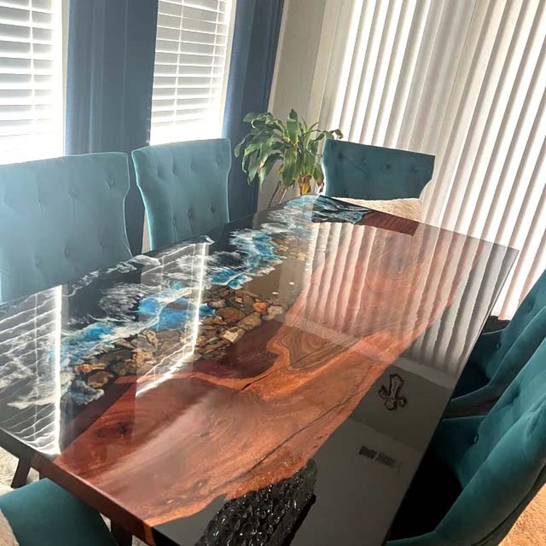 Epoxy Table Top Blue Ocean Epoxy Dining Table Top Handmade Etsy