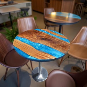 Blue Epoxy River Coffee Table – Handmade Wood Resin Table – Modern Rustic Furniture – Unique Living Room Home Decor