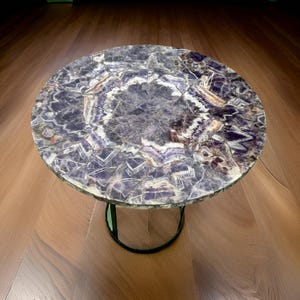 Elegant Amytshet Gemstone Tabletop – Handmade Stone Coffee/Dining/Bedside Table – Home & Office Decor