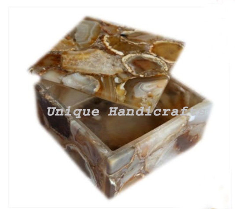 Handmade Home Decor Gifts Multi Purpose Box Luxury Gift Box Natural Agate Stone Box Gem Stone Box