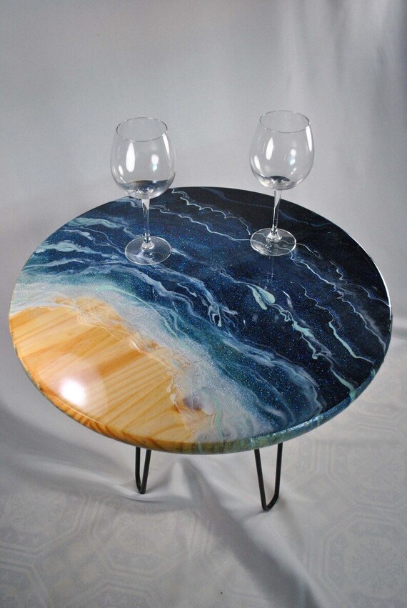 Blue Ocean Resin River Round Epoxy Table Top Kitchen Dining Etsy