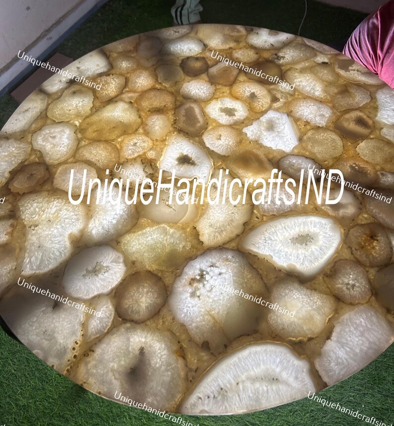 Buy Custom Natural Round Stone Table Tops, White Round Coffee Table Top