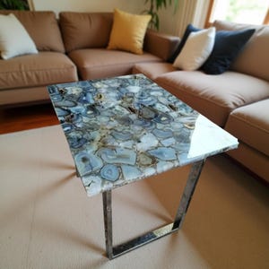Handmade Gray Agate Coffee Table Slab: Kitchen Island Countertop