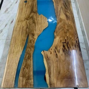 Epoxy Coffee Table with Iron Stand Custom Order Epoxy Resin River Console Coffee Table Natural Acacia Wooden Dining Tables Counter Desk Buy
