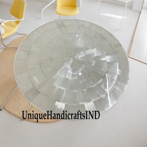 Coffee Table Top in Selenite stone , Sunburst Round Table, Selenite Counter Table Top, Selenite Center Table  & Home Decor Furniture