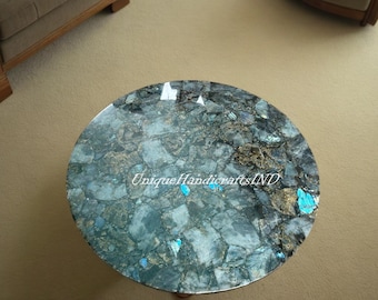 Handmade Labradorite Gemstone Table Top: Stone Dining Table