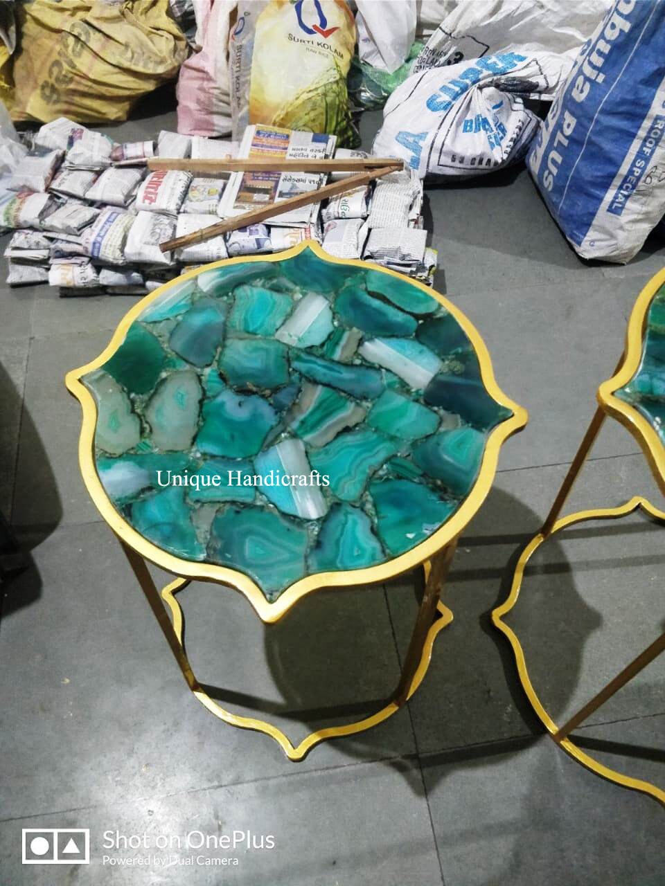 18 Round Marble Black Coffee Table Top Green Agate Etsy