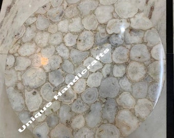 Handmade White Agate Table Top: Stone Coffee Table Slab