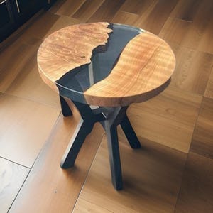 Handcrafted Round Epoxy Table - Wood & Resin Furniture, Luxury Home Decor