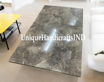 Handmade Smoky Quartz Table Top: Natural Crystal Agate Slab