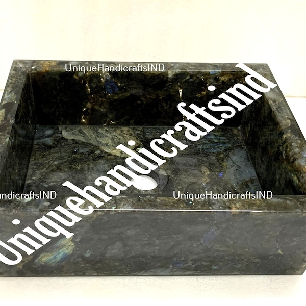 Washbasin, Labradorite Stone Top Sink/ Kitchen Accessories, Vessel Bathroom Decor /Labradorite Inlay Stone Top Geometrical Design Bathroom