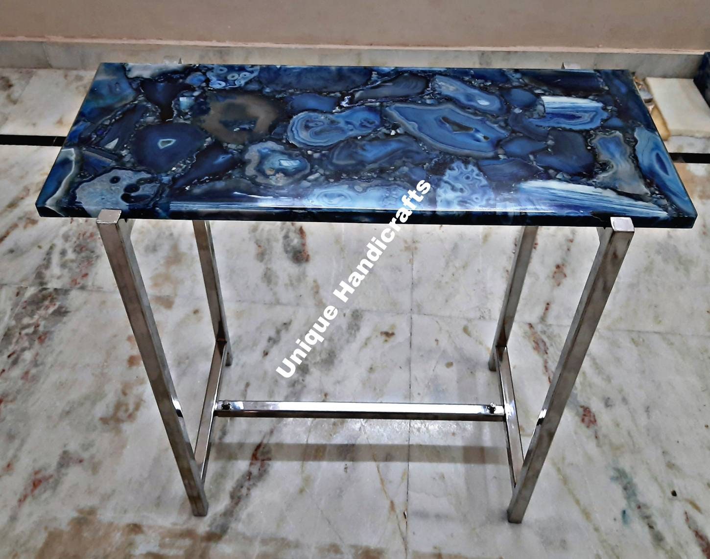 Blue Agate Console Table/rectangle Table Agate Countertop Etsy