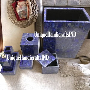 Lapis Lazuli Stone Bathroom Set - 7 Pieces Luxury Bathroom Accessories