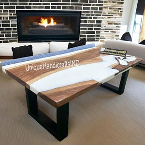 Custom Order Natural Walnut White Epoxy Table -Live Edge - River Table - Dining Table-Coffee Table-Office Table-Kitchen Table- %100 Handmade