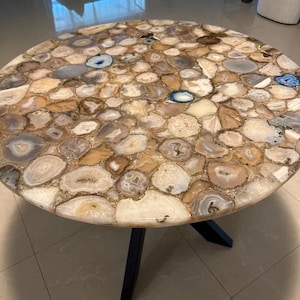 Mix Agate Stone Table, Small End Table, Agate Stone Table, Coffee Table, Unique Home Decor