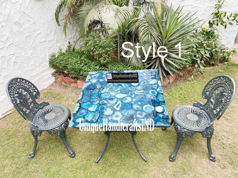 Handmade Agate Stone Coffee Table Top: Round/Square Quartz Center Table