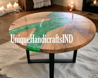 Mesa redonda de resina epoxi hecha a mano: decoración artística ecológica