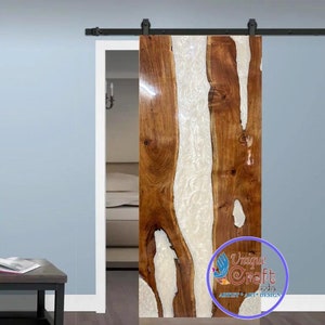 Barn Door ,Wall-Mounted Sliding Barn Door ,Epoxy Barn Door ,Live Edge Resin Door, Handmade Epoxy Resin River Door, Custom Made Hanging Door