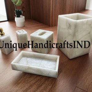 Quartz bathroom set, Stones Bathroom Vanity Accessories, Quartz Bathroom Vanity Set, Bathroom Accessories Set of Agate, Soap Dispenser Set