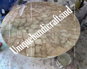 Handmade Rose Quartz Coffee Table Top: Home Decor Furniture