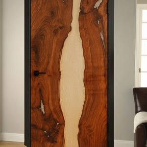 Live Edge Resin River Barn Door: Rustic Modern Sliding Door