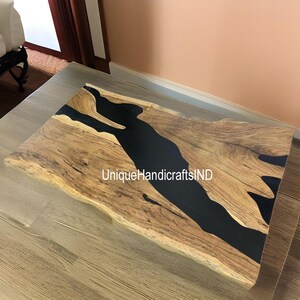 Mesa Live Edge, Mesa de resina epoxi negra, Mesa de cocina, Losa de nogal, Mesa de comedor Live Edge Muebles de encimeras epoxi hechos a mano