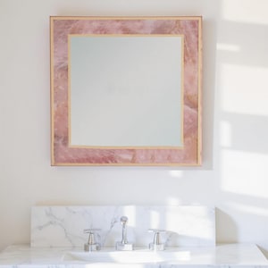 Rose Quartz Wall Mirror: Natural Crystal Home Decor